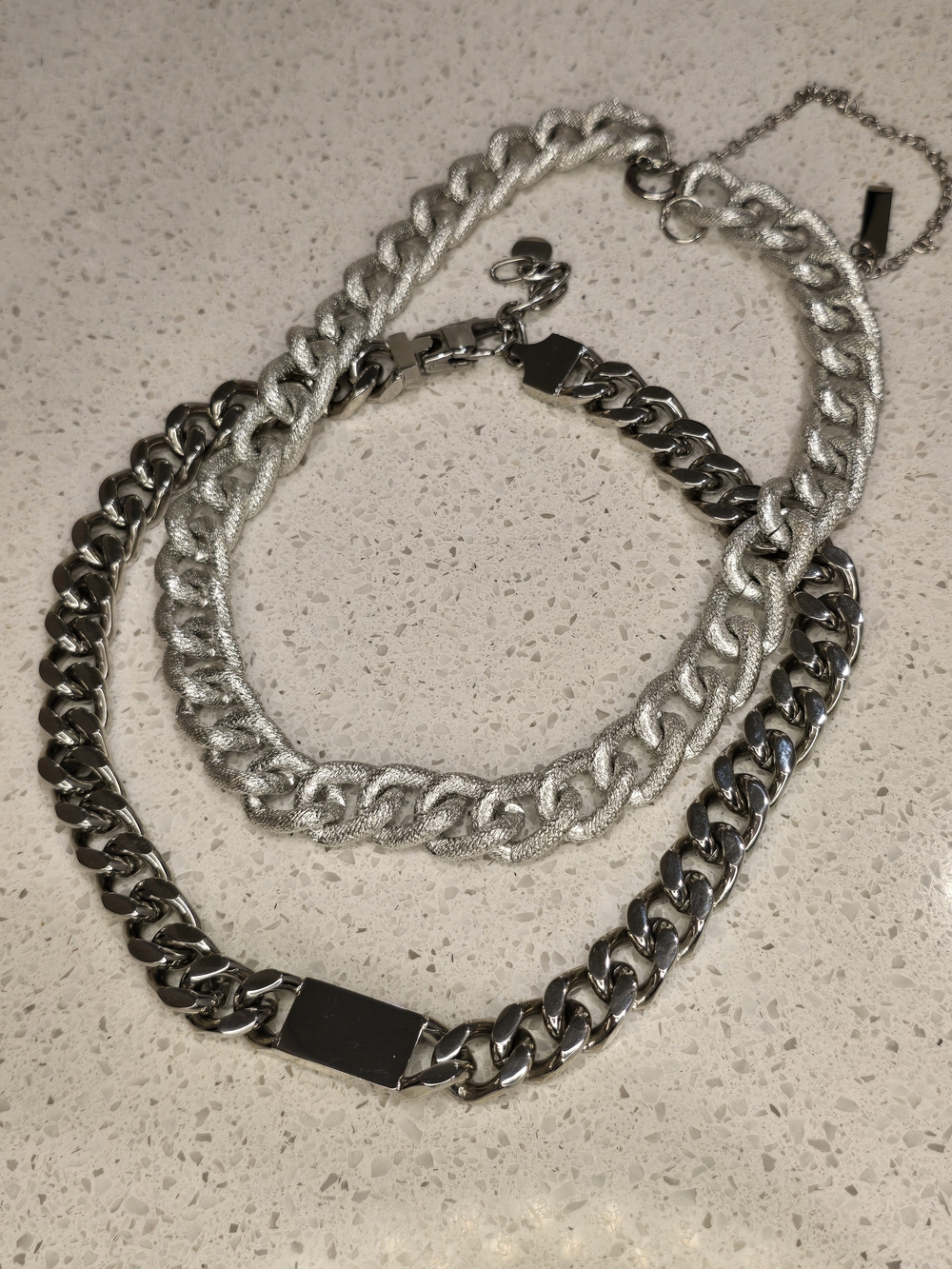 Men's Silver Chain Necklace - Contemporary Layered Style